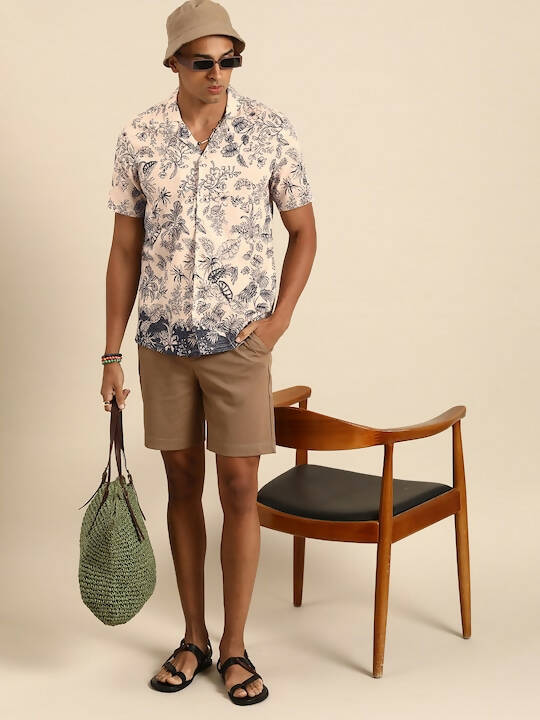 Off White Relaxed Floral Opaque Printed Casual Resort Shirt - Mahotsav