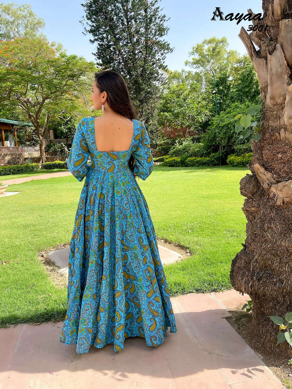 Aayaa Pure Ab Cotton Gown With Heavy Digital Print - Multi Color - Distacart