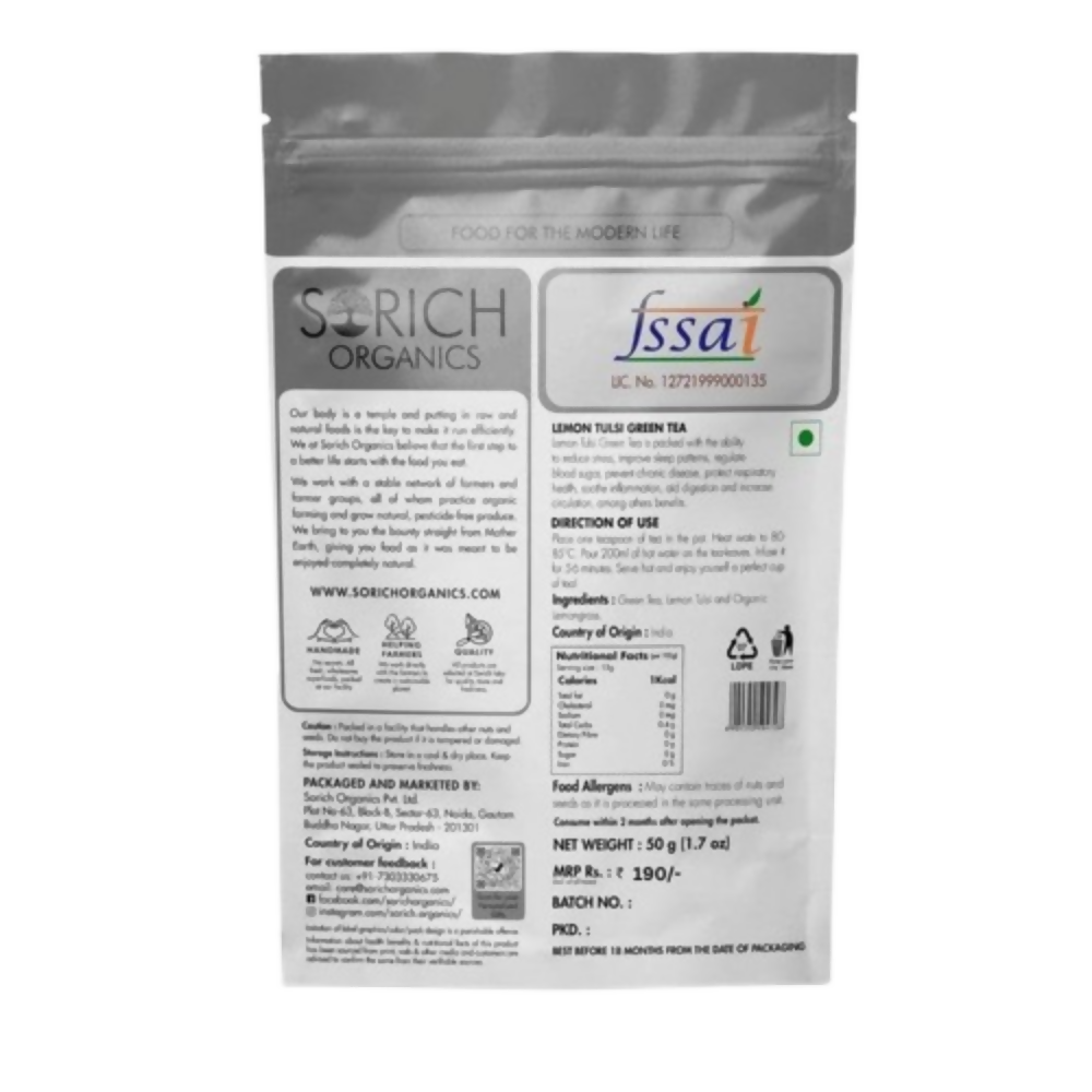 Sorich Organics Lemon Tulsi Green Tea - Distacart