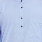 Even Apparels Blue Color Pure Cotton Men's Kurta With Band Collar - Distacart