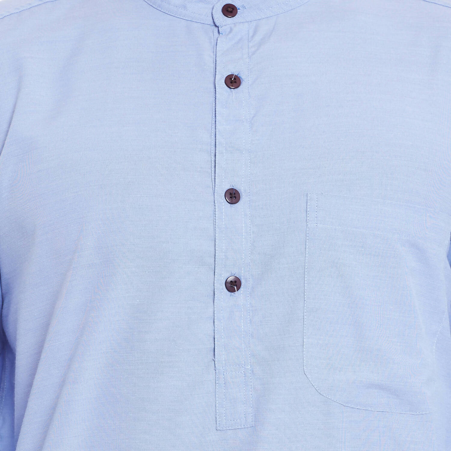 Even Apparels Blue Color Pure Cotton Men's Kurta With Band Collar - Distacart