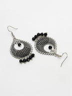 NVR Women's Silver-Plated Artificial Beads German Silver Oxidised Chandbali Earrings - Distacart