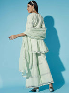 Myshka Women Green Solid Kurta & Palazzos With Dupatta - Distacart