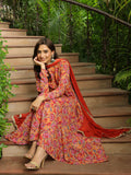 Janasya Mustard Georgette Floral Kurta,Bottom & Dupatta