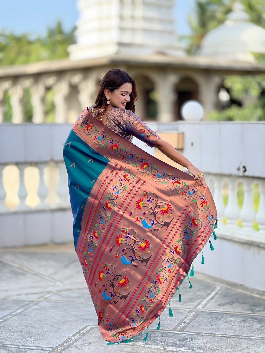 Vedant Vastram Soft Litchi Silk Paithani Jacquard Saree - Teledrama.