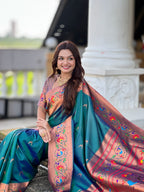 Vedant Vastram Soft Litchi Silk Paithani Jacquard Saree - Teledrama.