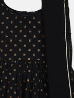 Ahalyaa Black Cotton Gold Print Kids Kurta Sharara Sets For Girls