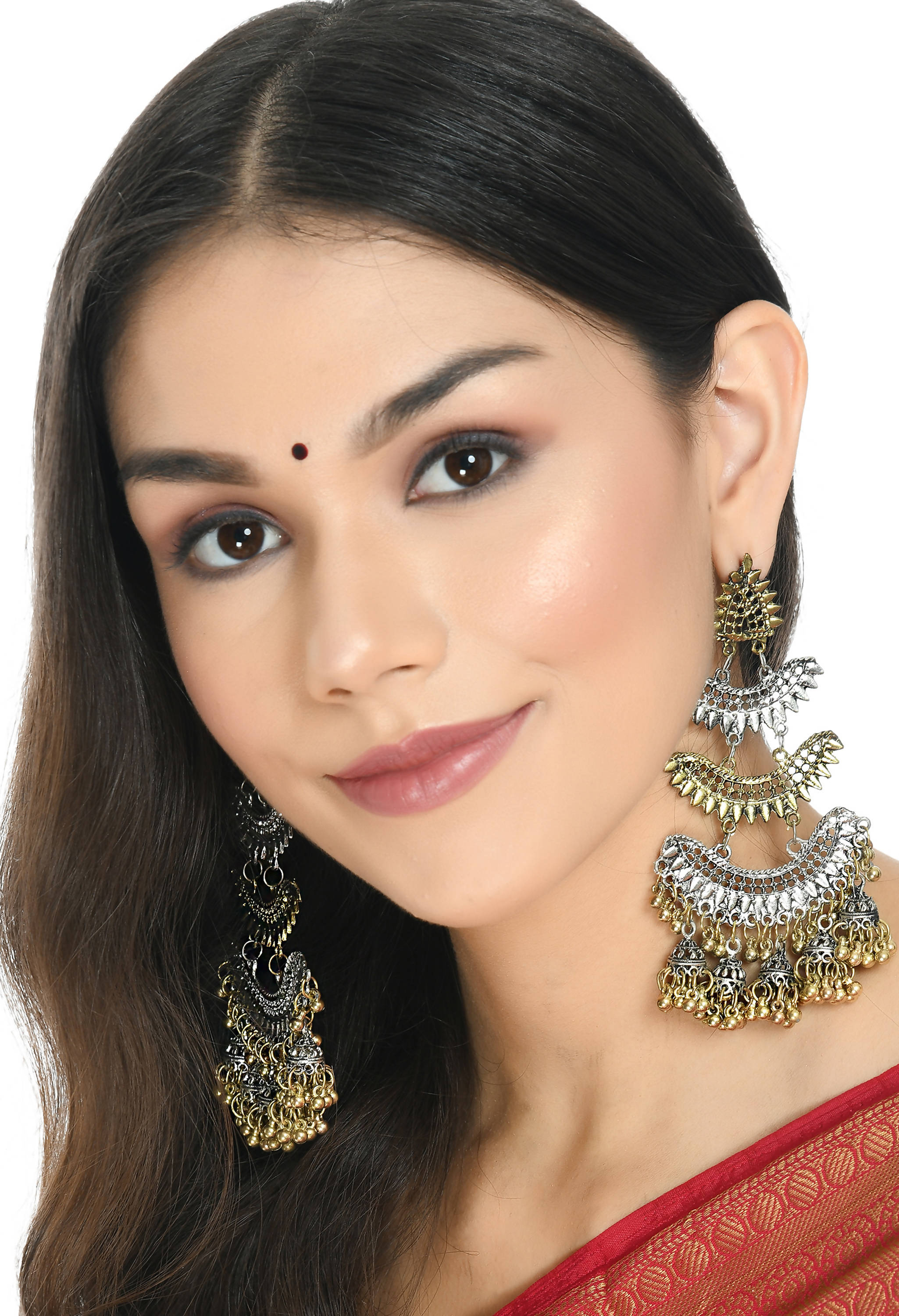 Mominos Fashion Johar Kamal Beautiful Silver & Gold Earrings - Distacart