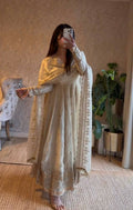 Teeya Creation White Fendy Silk Designer Heavy Work Wedding Wear Long Gown - Distacart