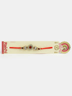 NVR Men Gold-Toned Stone-Studded Rakhi With Roli Chawal & Chocolate - Distacart