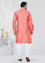 Joban Fashion Men's Jacquard Silk Pink Printed Kurta Pyjama set