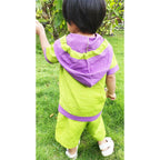 Mhyssa Croco Half sleeves Green and Purple Hoodie with Shorts Set For Kids