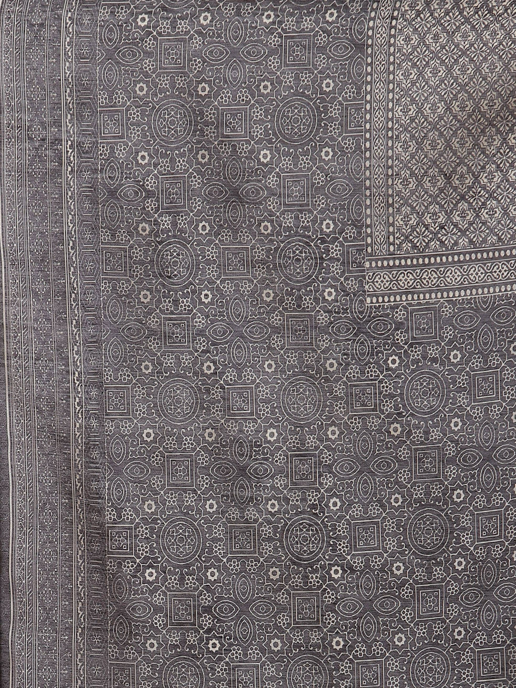 Myshka Black Chanderi Silk Embroidered 3/4 Sleeve Round Neck Kurta Pant Dupatta Set