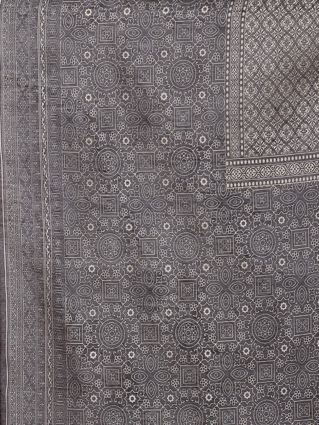 Myshka Black Chanderi Silk Embroidered 3/4 Sleeve Round Neck Kurta Pant Dupatta Set