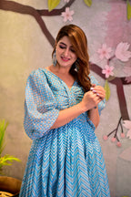 Casual Designer Sky Cotton Silk Gown - Anbazaar - Distacart