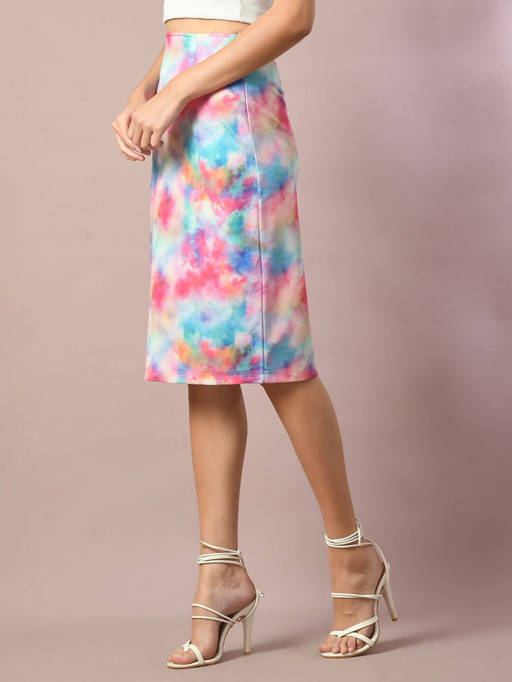 Myshka Women's Multi Printed Knee Length Party Embellished Skirts