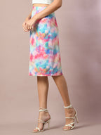 Myshka Women's Multi Printed Knee Length Party Embellished Skirts