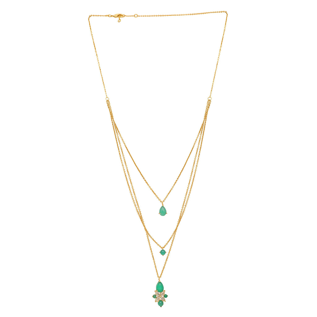 Nuyug 18k Trio Pendant Gold Anti Tarnish Necklace