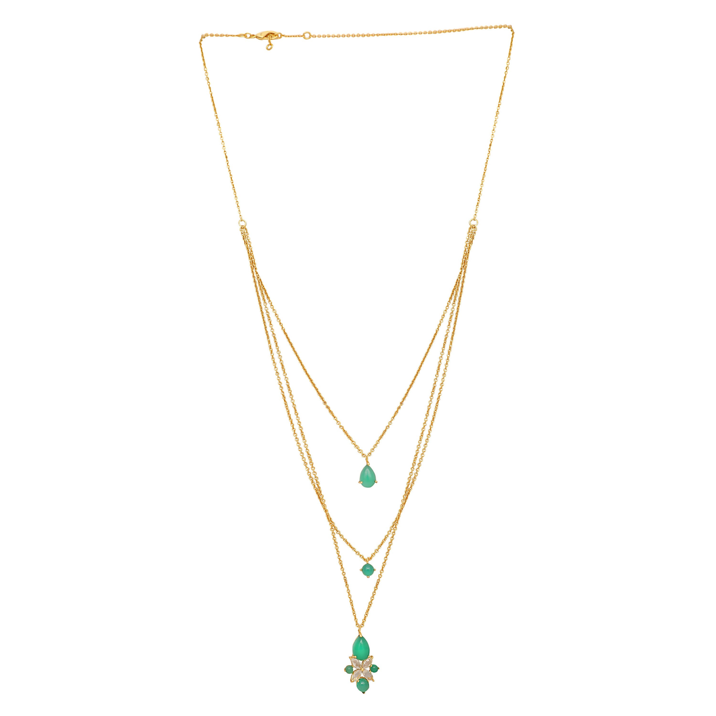 Nuyug 18k Trio Pendant Gold Anti Tarnish Necklace