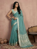 Shree Shyam Fashion Teal Cotton Saree - Distacart