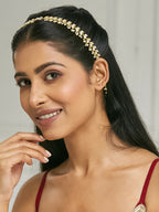 Nuyug 22K Gold-Plated Kundan & Pearl Studded Matha Patti Head Jewellery