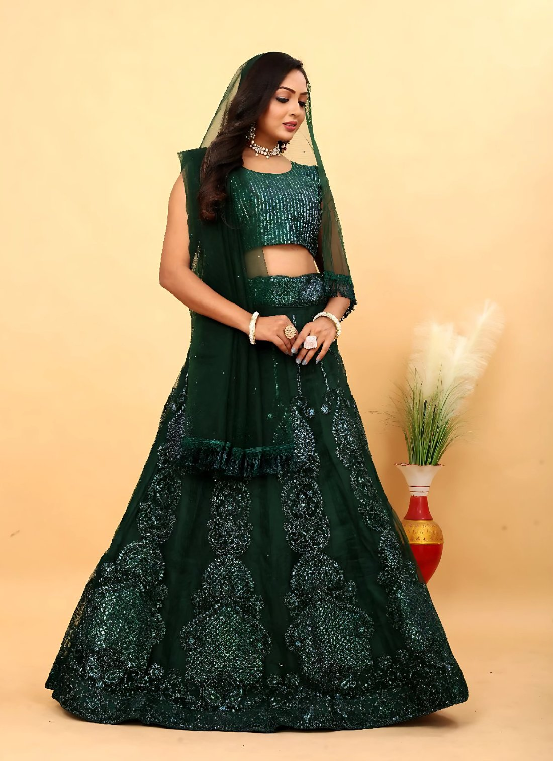 Lehenga Mart Designer Wedding Lehenga Choli For Women - Green