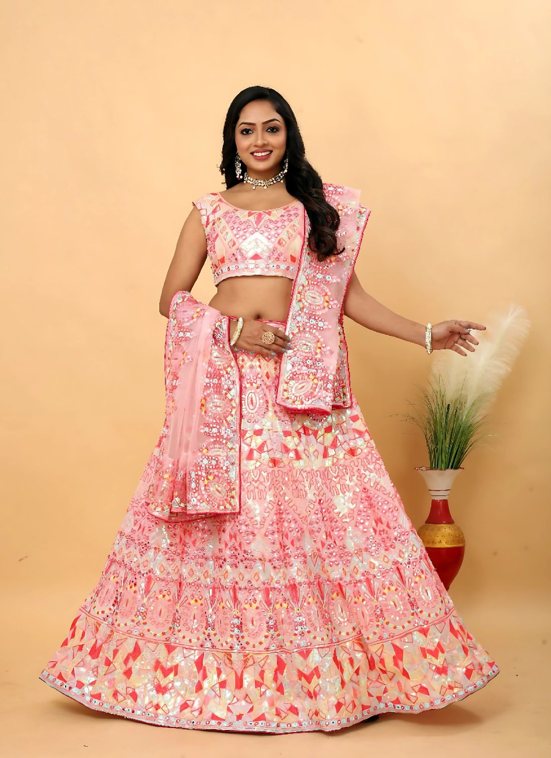 Lehenga Mart Designer Wedding Lehenga Choli For Women - Pink