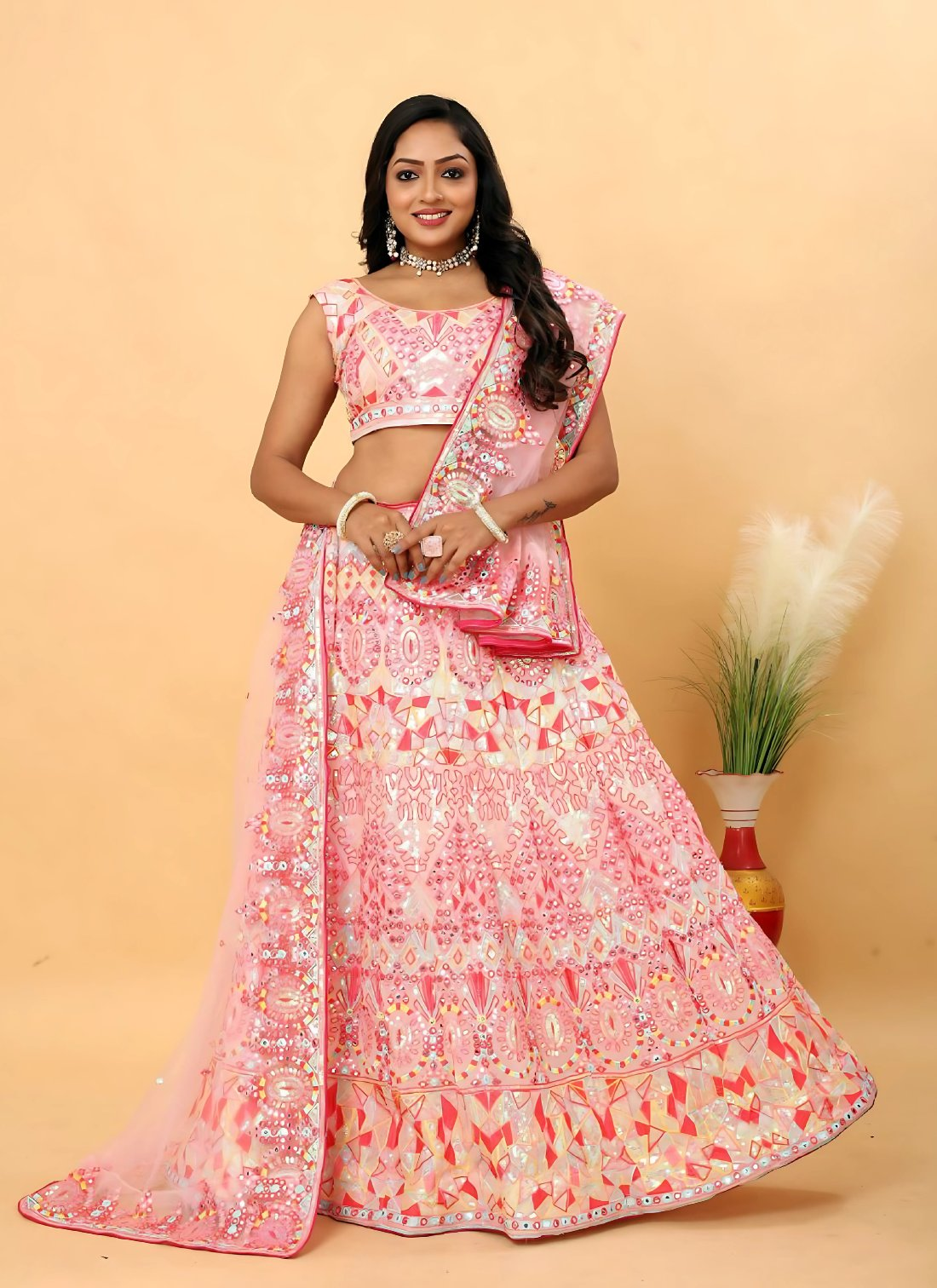 Lehenga Mart Designer Wedding Lehenga Choli For Women - Pink