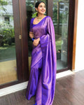 DEIANA'S Beautiful Designer Golden zari Soft Lichi Silk Saree - Royal Blue