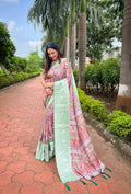 Vamsee Srivali Srivali -Green Pure Soft Tussar Dola Satin Silk Saree