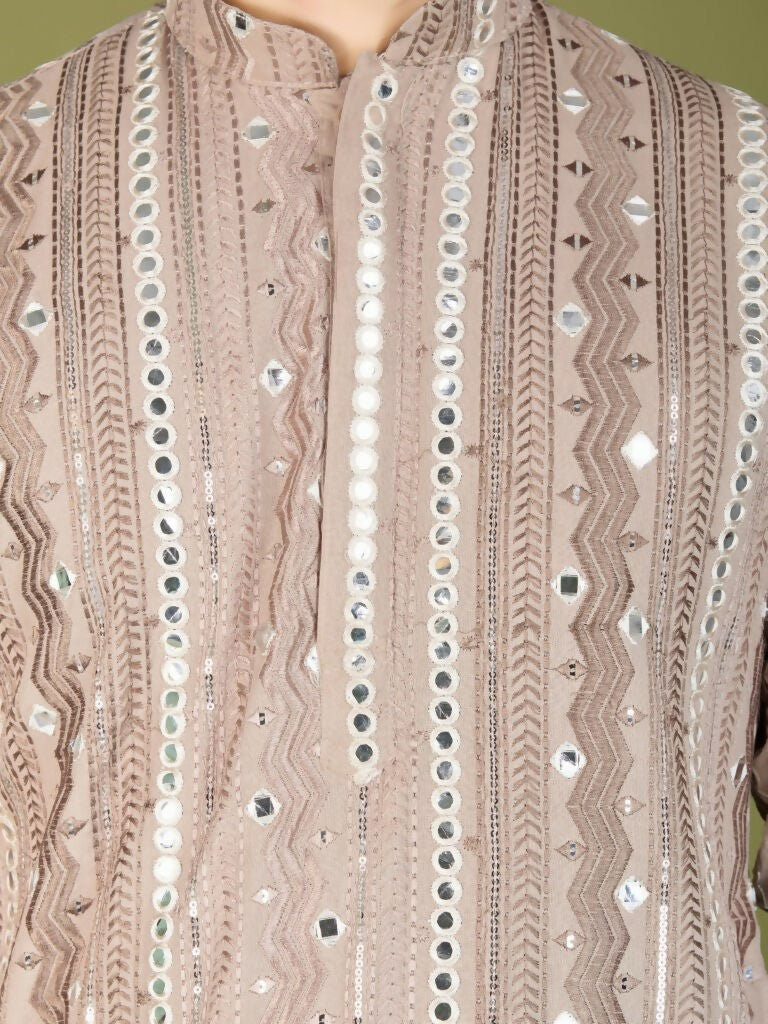 Vastranavya Ivory Exclusive Festival Wear Pure Viscose Rayon Sequence & Foil Mirror Heavy Embroidered Work Kurta