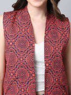 Even Apparels Navy 100% Viscose Rayon Open Front Gillet - Distacart