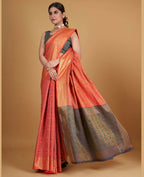 Peach Silk Woven Design Saree With Unstitched Blouse Piece - Akshita