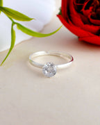 VOJ white CZ-detail Stainless Steel Cubic Zirconia Silver Plated adjustable finger Ring