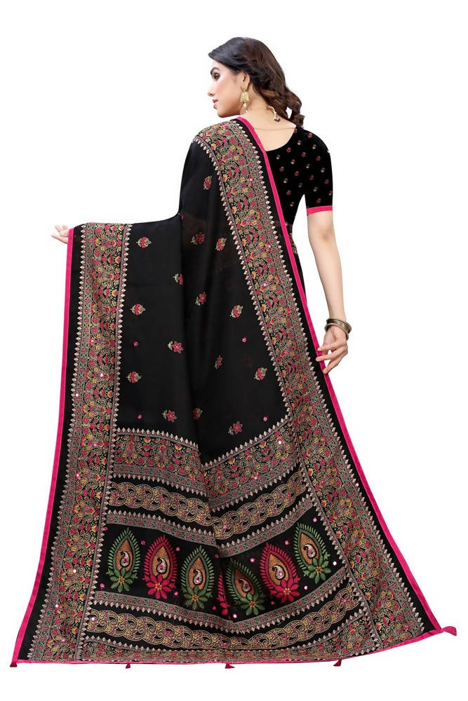 Vamika Black Jute Silk Mirror Work Saree