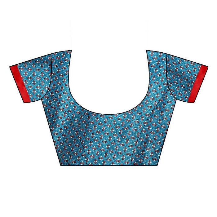 Vamika Blue Mirror Work With Jhalar Khadi Blouses
