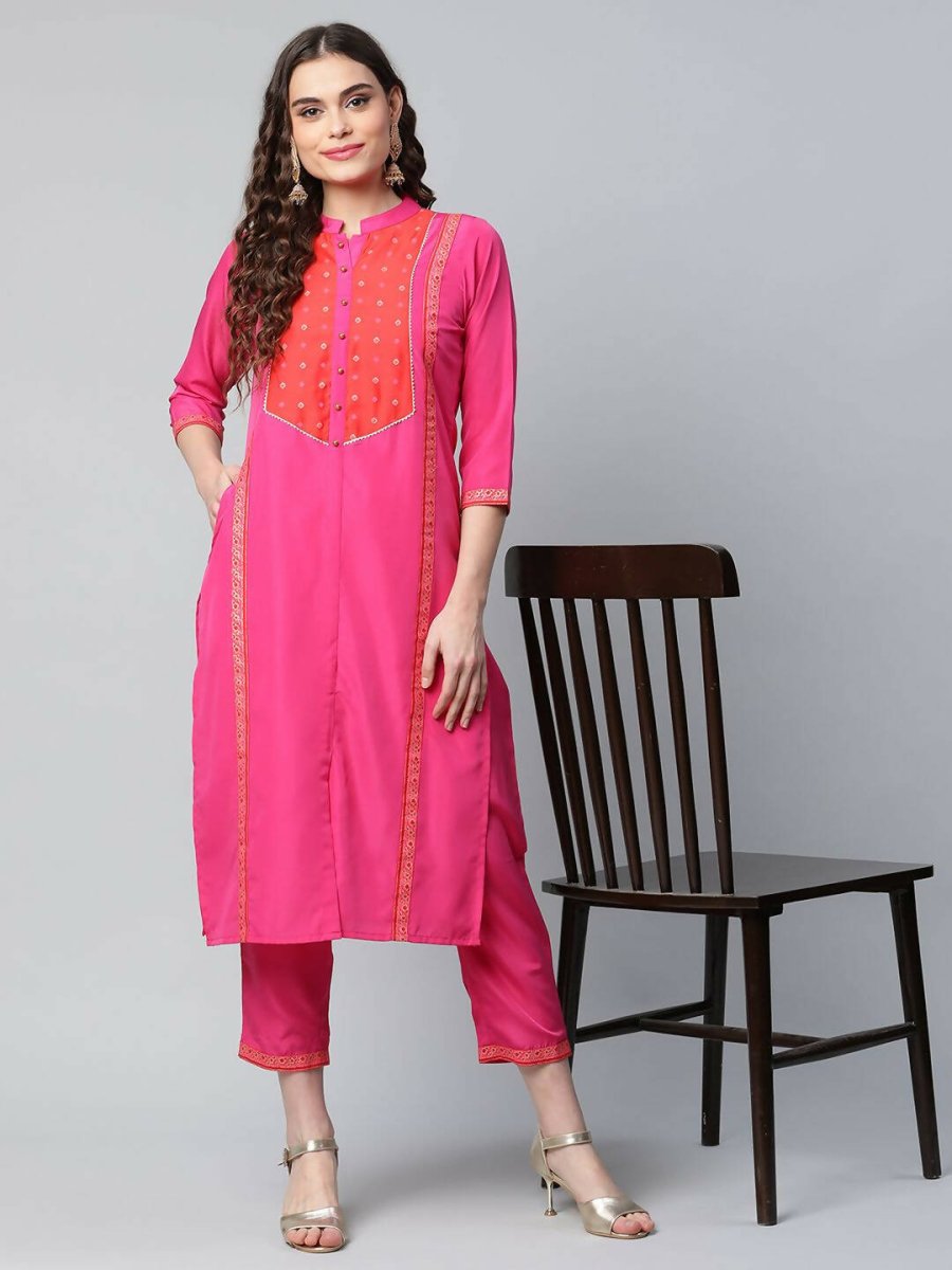 Ahalyaa Womens Pink Crepe Printed Kurtas - Distacart
