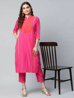 Ahalyaa Womens Pink Crepe Printed Kurtas - Distacart