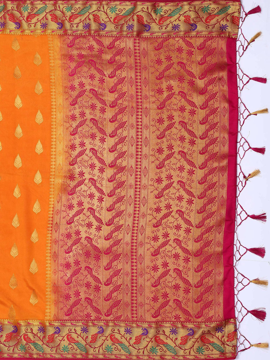 Mimosa Women's Paithani Art Silk Mustard Yellow Saree - Distacart