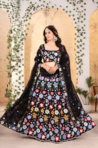 Lehenga Mart Designer Bollywood Style Wedding Wear Lehenga Choli - Black