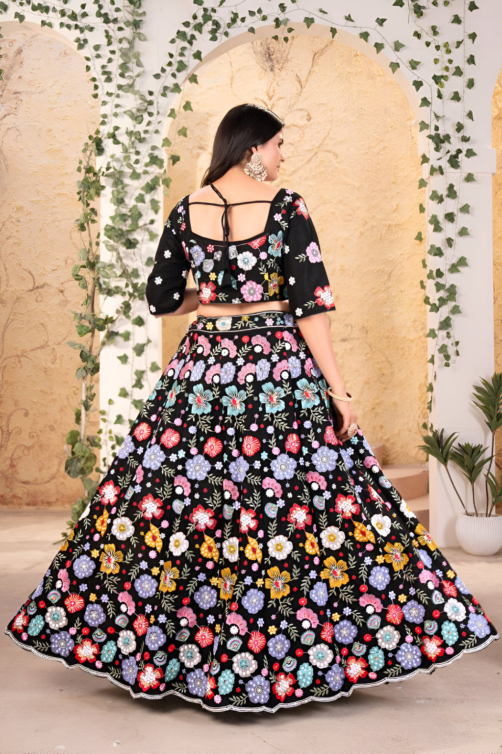 Lehenga Mart Designer Bollywood Style Wedding Wear Lehenga Choli - Black