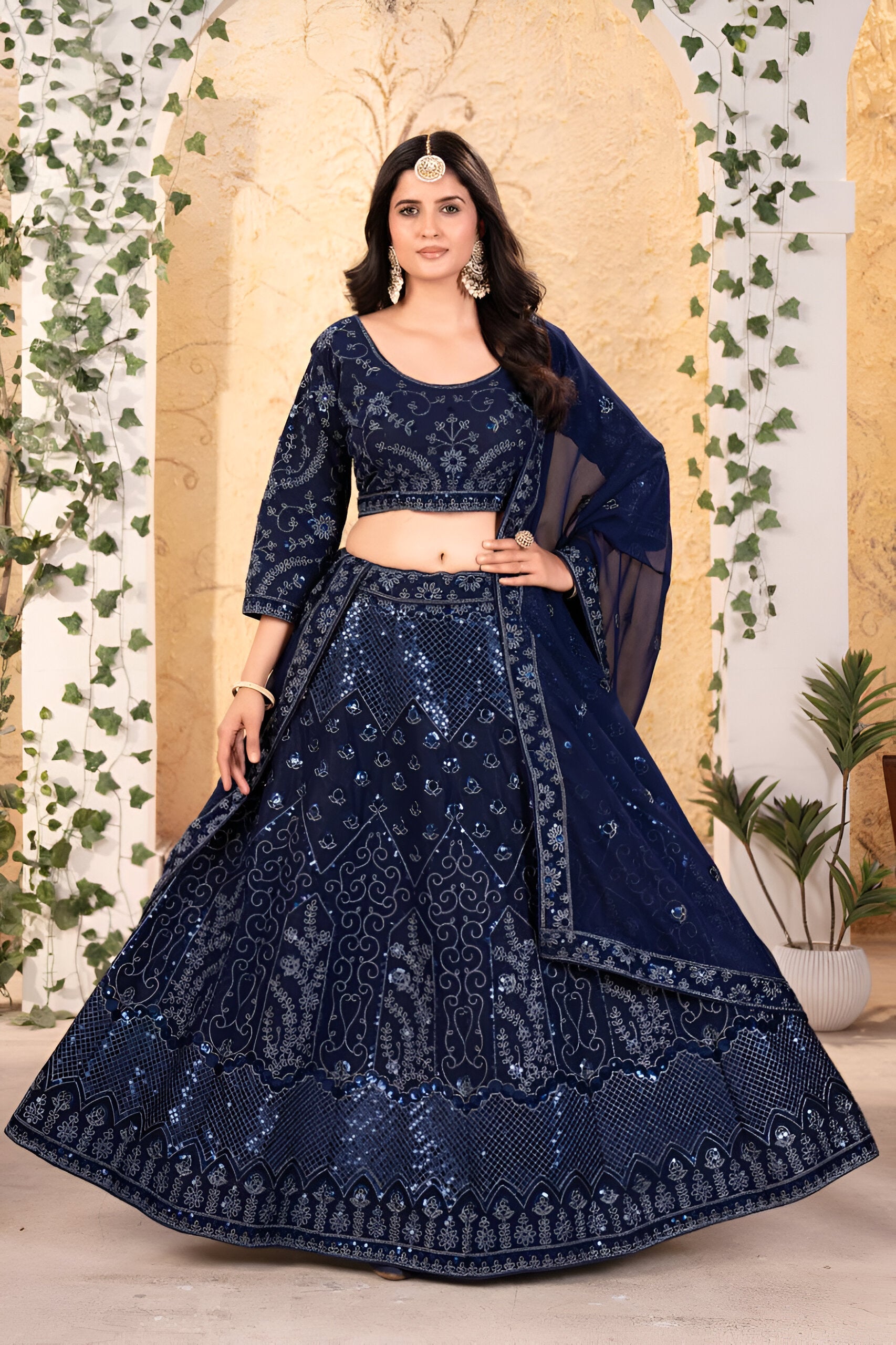 Lehenga Mart Designer Bollywood Style Wedding Wear Lehenga Choli - Blue