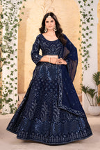 Lehenga Mart Designer Bollywood Style Wedding Wear Lehenga Choli - Blue
