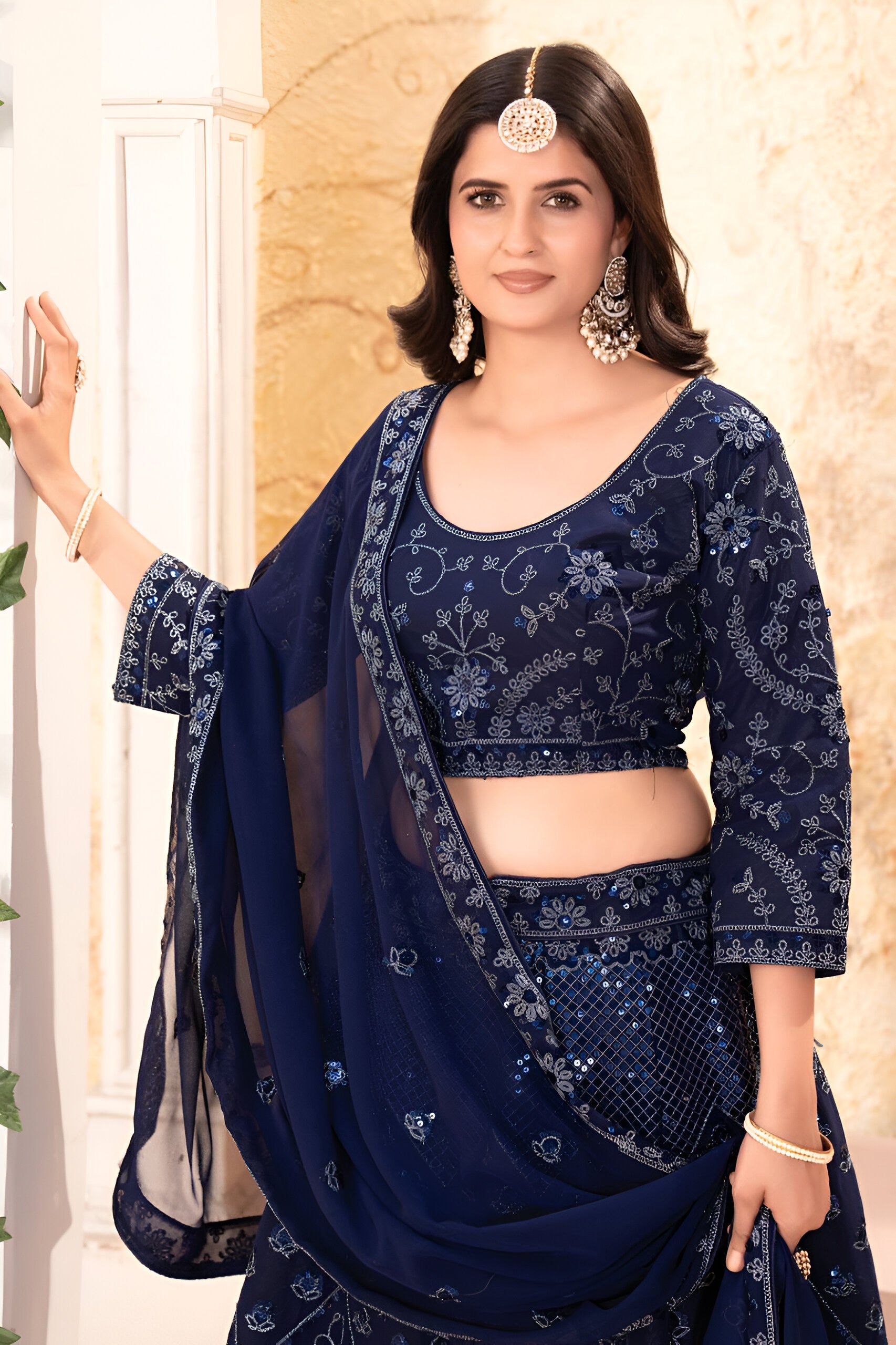 Lehenga Mart Designer Bollywood Style Wedding Wear Lehenga Choli - Blue
