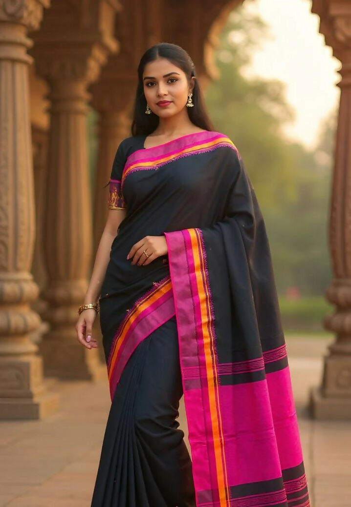 Exclusive Collection Block Print Pure Cotton Handloom Gorgeous Saree - Distacart