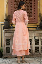 Juniper Women's Peach Cambric Printed Flared Dress - Distacart