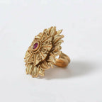 Mominos Fashion Joharkamal Gold-Polished Stone Studded Adjustable Finger Ring - Design 12