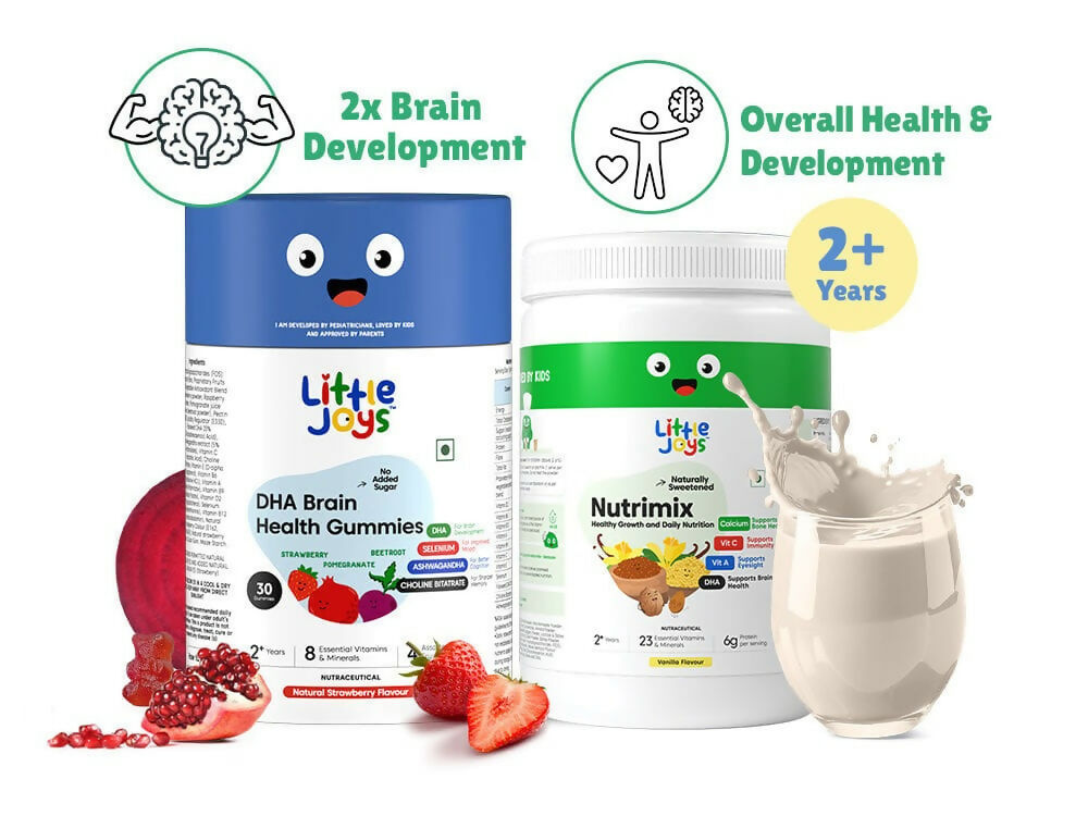 Little Joys Nutrimix Nutrition Powder Vanilla 2 - 6 years + Brain Gummies Combo - Distacart