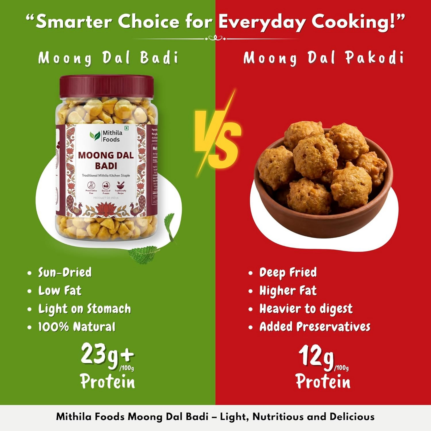 Mithila Foods Moong Dal Badi Light Sun-Dried Mangodi - Distacart