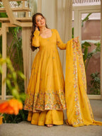 Teeya Creation Yellow Color Crunchy Silk Fancy Wedding Wear Palazzo Set - Distacart